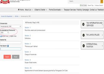 Finance Act – 2020, now available on Incometax India website