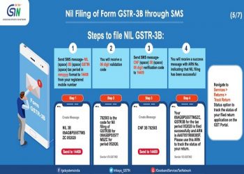 Now file Nil GSTR 3B via SMS | This facility is not for Nil GSTR 1
