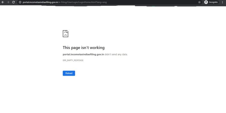 Income tax website not working on the last day of financial year 31.03.2021