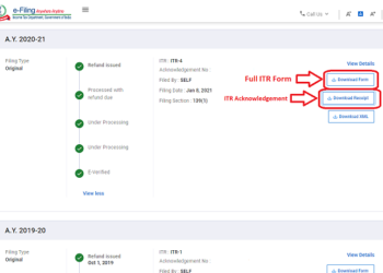 Download ITR V and ITR form on new efiling website