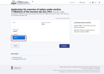 Form 10-IC now enabled for AY 2020-21 as per condonation under circular 6 of 2022